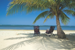 Relaxing on remote beach