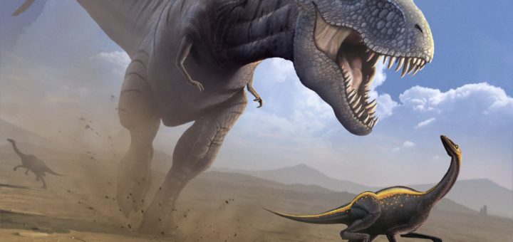 Tyrannosaurus rex hunting its prey