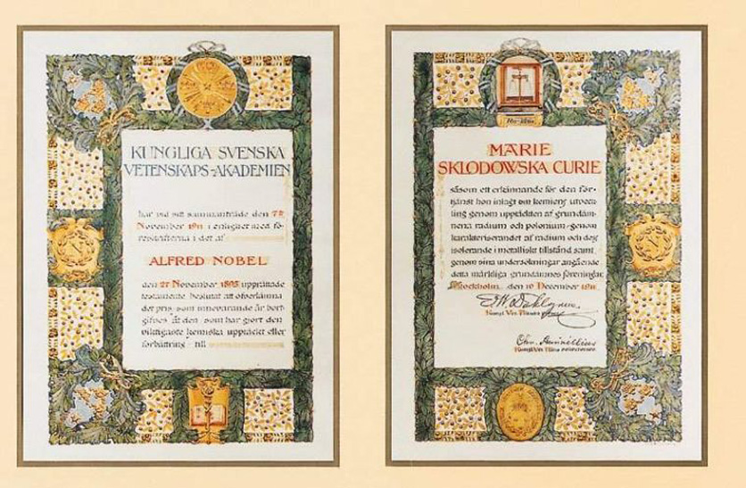 Marie Curie's 1911 Nobel Prize diploma