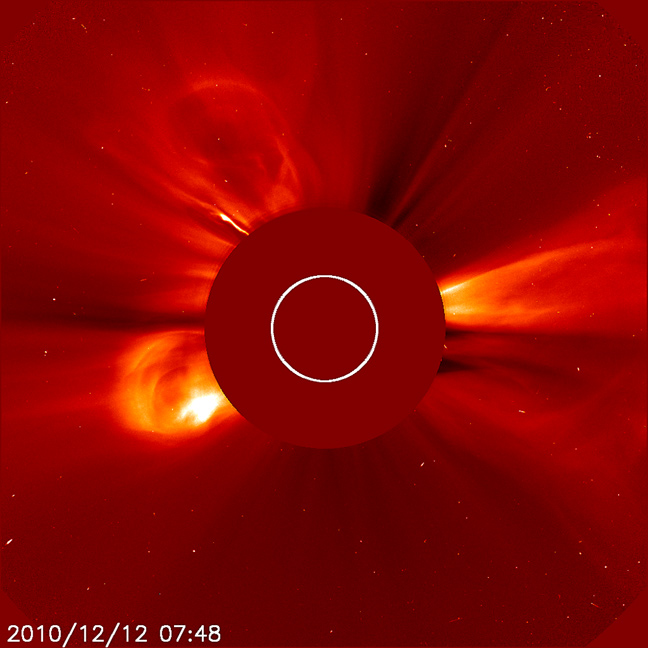 A coronagraph showing ejections from the Sun